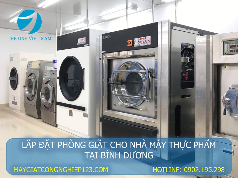 lắp đặt máy giặt sấy công nghiệp paros cho nhà máy